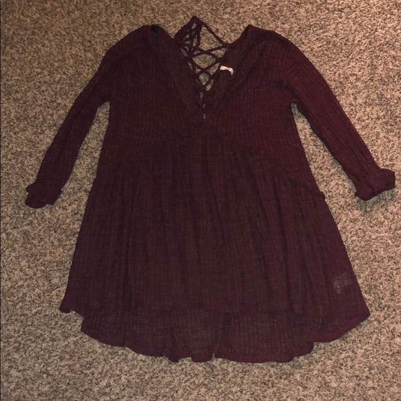 Sage Tops - Burgundy baby doll ¾ sleeve top